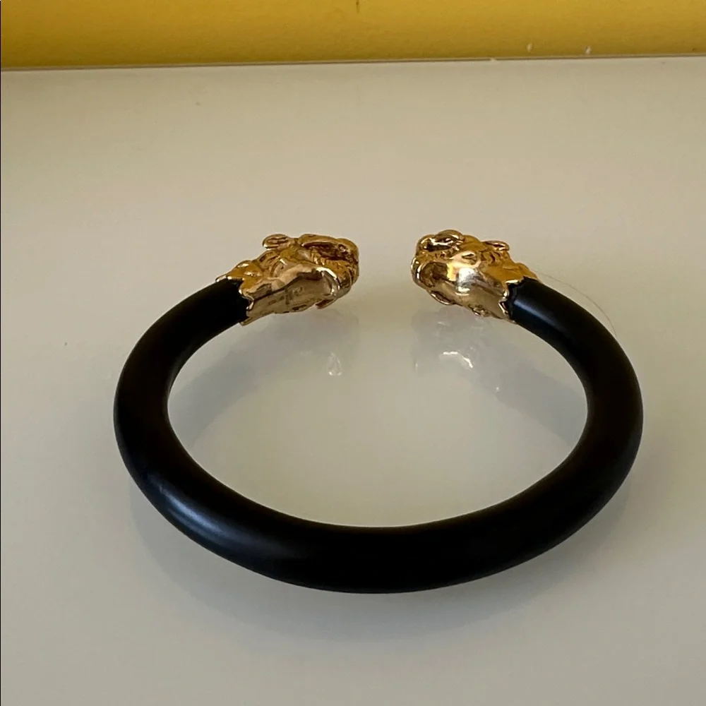 Black and Gold Bracelet with Lion Heads Unisex